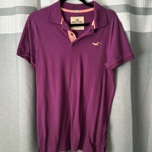 Men’s XS Hollister Stretch Polo - purple w pink logo. Worn. Well maintained.
